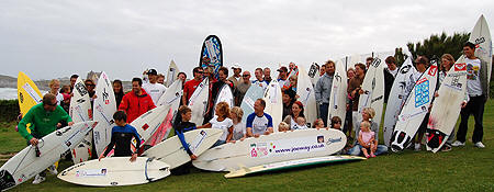 Surfers at South Fistral supporting www.joeway.co.uk